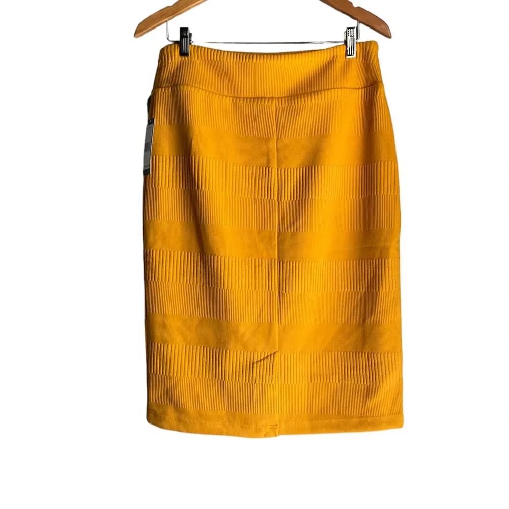 Soho Apparel | Golden Yellow Stretchy Ribbed Midi Skirt Medium